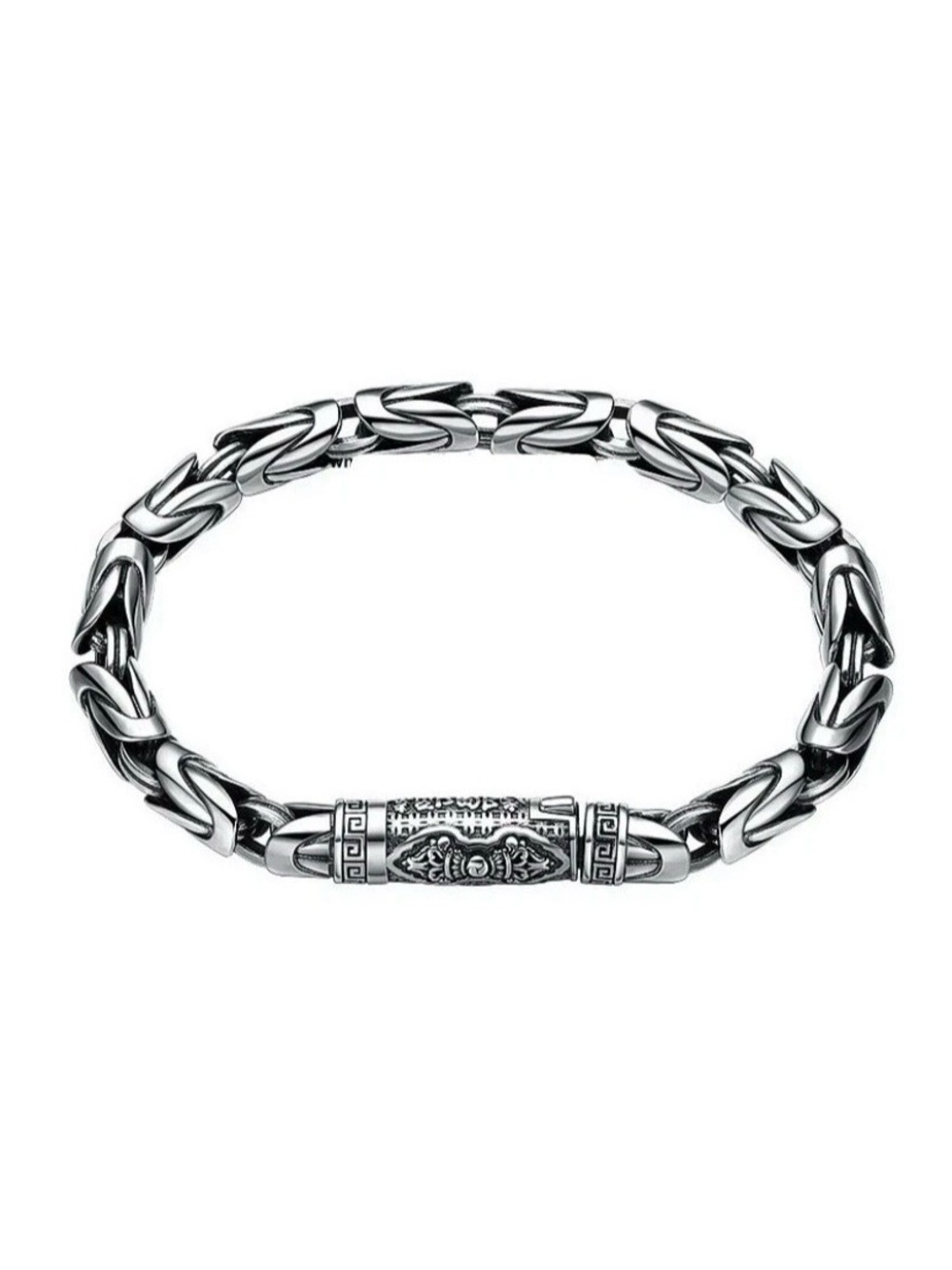 Real 925 Sterling Silver Men’s Bracelet 7mm Byzantine link Chain